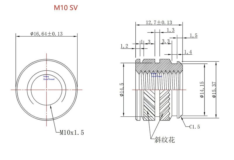 initeq Store M10-1.5 م10 إدخالات حرارية ملولبة للطباعة ثلاثية الأبعاد (قصير) (20) - Image 2